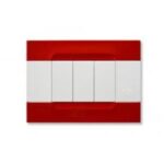 Simon Urmet Kadra Placca Metallo Rosso Orione Metallizzato Serie Bianca 3 moduli