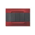 Simon urmet kadra placca in metallo rosso metallico serie antracite 3 moduli 10903.88