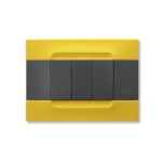 Placca Kadra Tecnopolimero Antracite Inserti Giallo Lisbona 3 Moduli Simon Urmet 10803.34